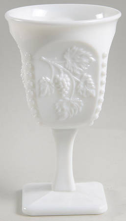 Paneled Grape Milk Glass Water Goblet