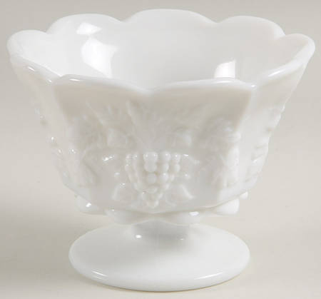 Paneled Grape Milk Glass 4" Footed Open Candy Dish