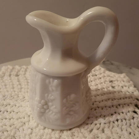 Paneled Grape Milk Glass Cruet No Stopper