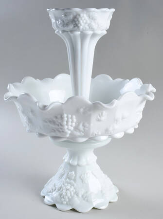 Paneled Grape Milk Glass (3 Piece) Epergne Set