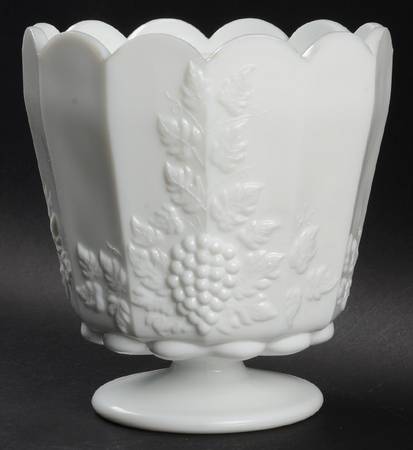 Paneled Grape Milk Glass Large Canister No Lid