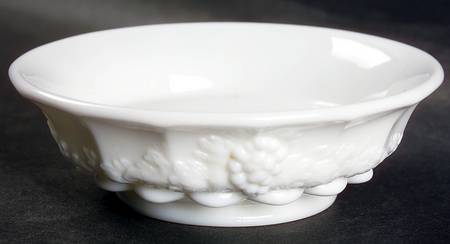 Paneled Grape Milk Glass Nappy