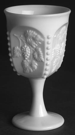 Paneled Grape Milk Glass Goblet
