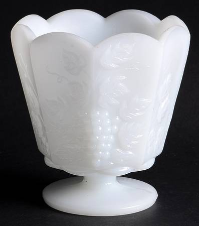 Paneled Grape Milk Glass Small Canister No Lid