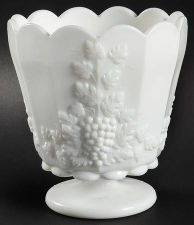 Paneled Grape Milk Glass Medium Canister No Lid