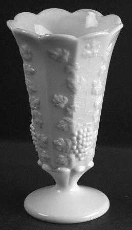 Paneled Grape Milk Glass 9" Belled Vase