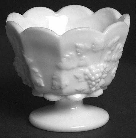 Paneled Grape Milk Glass Small Footed Straight Jardiniere