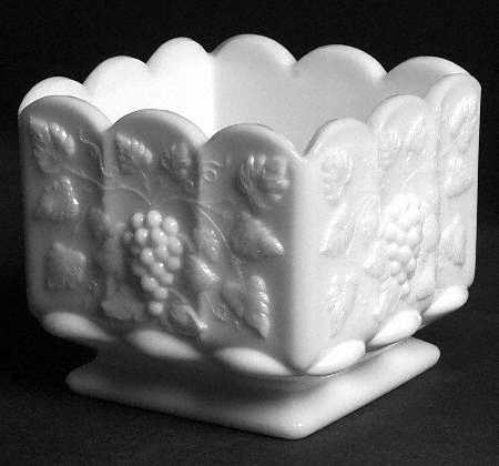 Paneled Grape Milk Glass Small Planter