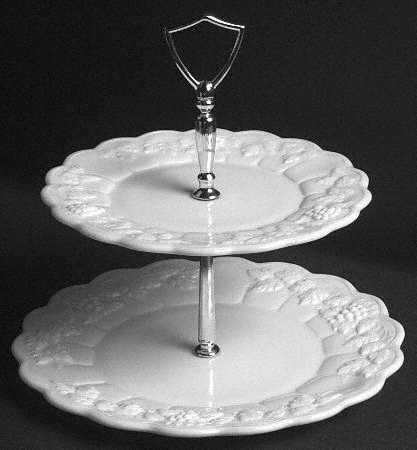 Paneled Grape Milk Glass 2 Tier Serving Tray