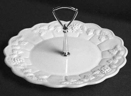 Paneled Grape Milk Glass Center Handle Tray