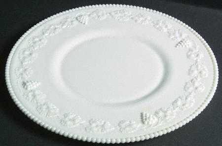 Paneled Grape Milk Glass 15" Beaded Torte Plate