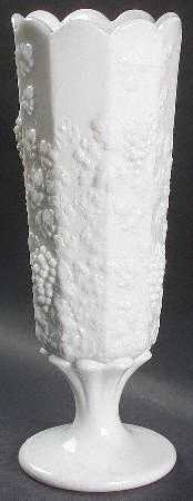 Paneled Grape Milk Glass 12" Straight Vase