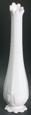 Paneled Grape Milk Glass 10"-12" Scalloped Foot Bud Vase