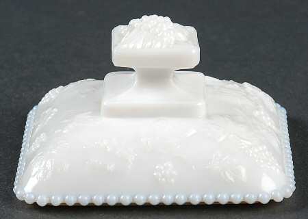 Paneled Grape Milk Glass Lid for Square Beaded Puff Box