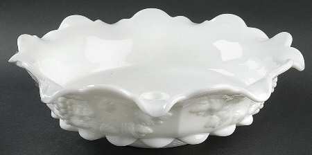 Paneled Grape Milk Glass 12" Lipped Epergne Bowl