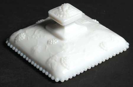 Paneled Grape Milk Glass Lid for Beaded Honey Dish
