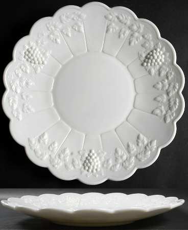 Paneled Grape Milk Glass 14" Turned Up Edge Torte Plate