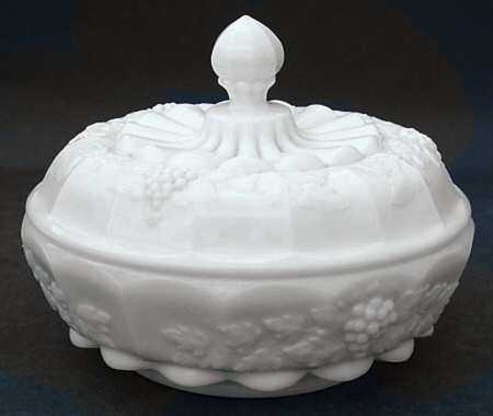 Paneled Grape Milk Glass Chocolate Box with Lid