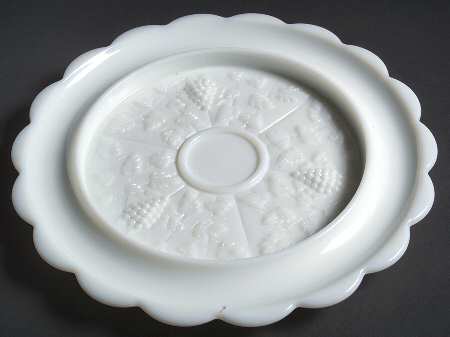 Paneled Grape Milk Glass Round Canape Serving Platter