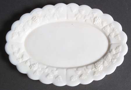 Paneled Grape Milk Glass 9" Oval Platter