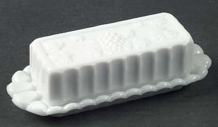 Paneled Grape Milk Glass 1/4 Pound Covered Butter