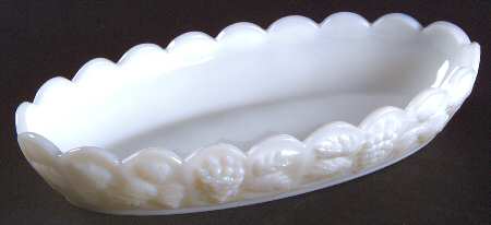 Paneled Grape Milk Glass Pickle Dish
