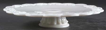 Paneled Grape Milk Glass Low Cake Stand
