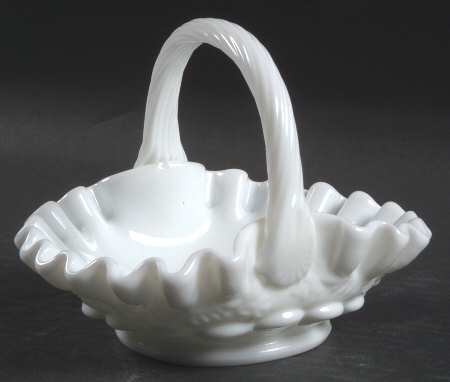 Paneled Grape Milk Glass Basket