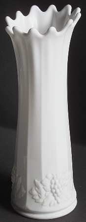 Paneled Grape Milk Glass Swung Vase
