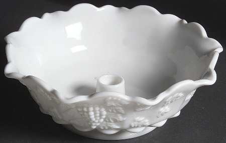 Paneled Grape Milk Glass 9" Crimped Epergne Bowl