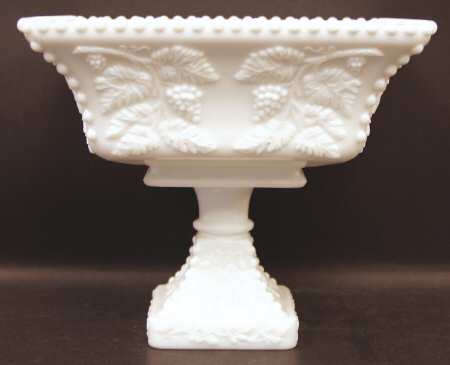 Paneled Grape Milk Glass Large Flared Bowl