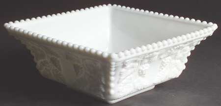 Paneled Grape Milk Glass Medium Flared Bowl