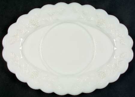 Paneled Grape Milk Glass Sauce Boat, Underplate Only