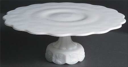 Paneled Grape Milk Glass Round Cake Stand