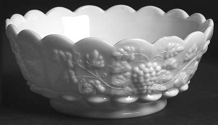 Paneled Grape Milk Glass Footed Bowl