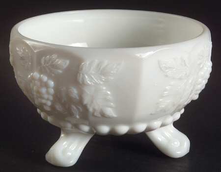 Paneled Grape Milk Glass Candy Dish No Lid