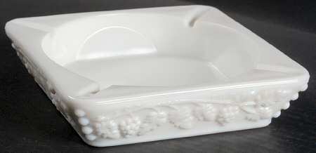 Paneled Grape Milk Glass Large Square Ashtray