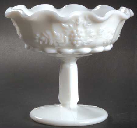 Paneled Grape Milk Glass Small Comport
