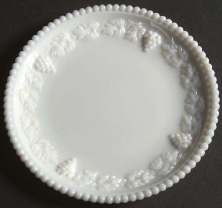 Paneled Grape Milk Glass Beaded Salad Plate