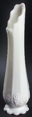 Paneled Grape Milk Glass 10"-12" Scalloped Foot Bud Vase