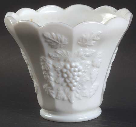 Paneled Grape Milk Glass Flat Flower Pot Vase