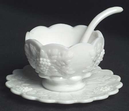 Paneled Grape Milk Glass (3 Piece) Mayonnaise Cocktail Set