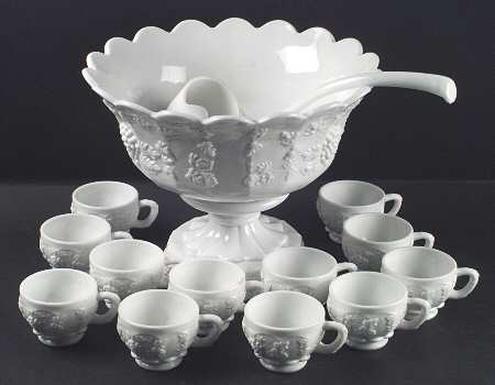 Paneled Grape Milk Glass (15 Pc) Punch Set (PUNM1,PUNST,CLAD,12 PCU)