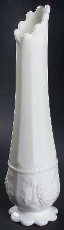 Paneled Grape Milk Glass 10"-12" Scalloped Foot Bud Vase