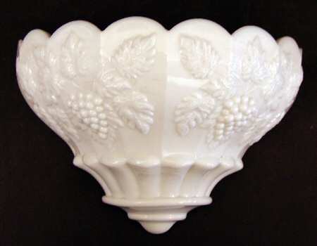Paneled Grape Milk Glass Large Wall Pocket Vase