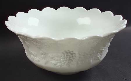 Paneled Grape Milk Glass Punch Bowl