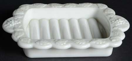 Paneled Grape Milk Glass Soap Dish