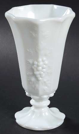 Paneled Grape Milk Glass 6" Belled Vase