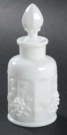 Paneled Grape Milk Glass Round Perfume Bottle & Stopper