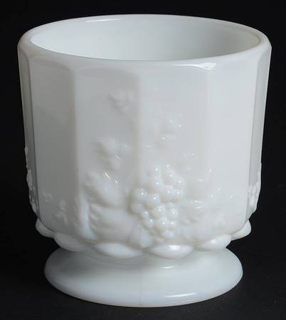 Paneled Grape Milk Glass Open Sugar